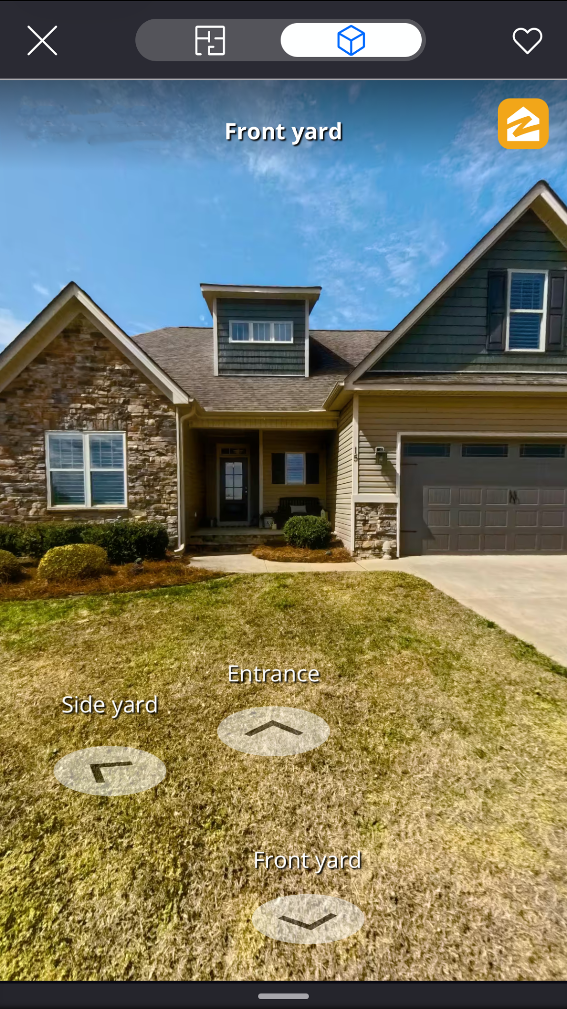 Zillow 3D Home tour interior screen
